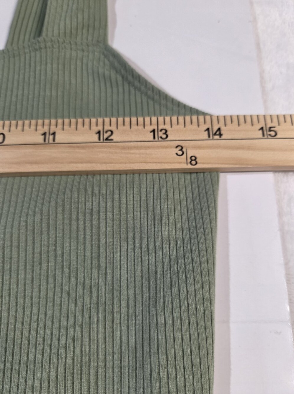 American Eagle Outfitters Ribbed Sage Square-Neck Crop Top - Picture 3 of 8